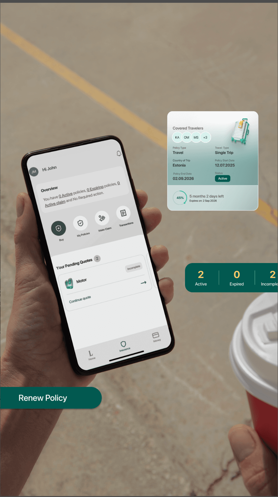 Laferla Insurance Mobile App interface view 1